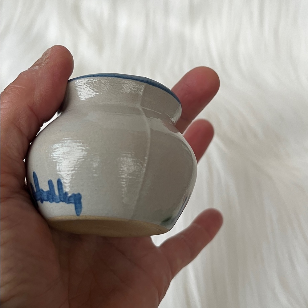 Vintage M.A. Hadley Mini Open Sugar Bowl Country Scene Blue - Picture 4 of 8